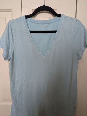 GAP Light Blue V-Neck Short Sleeve Tee
